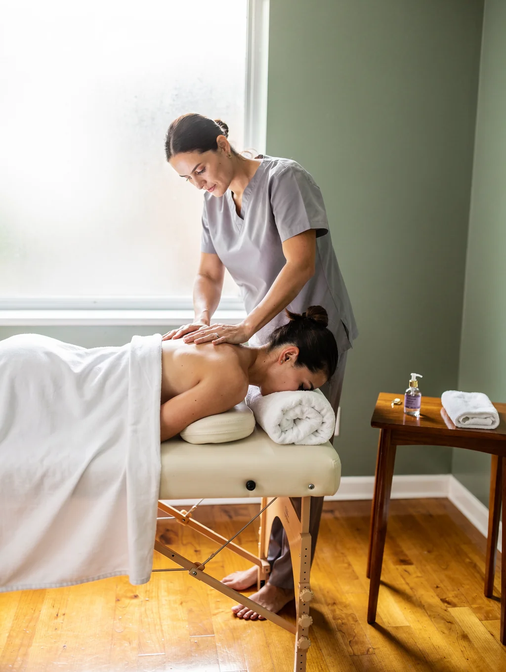 Close up of professional massage technique in a serene studio