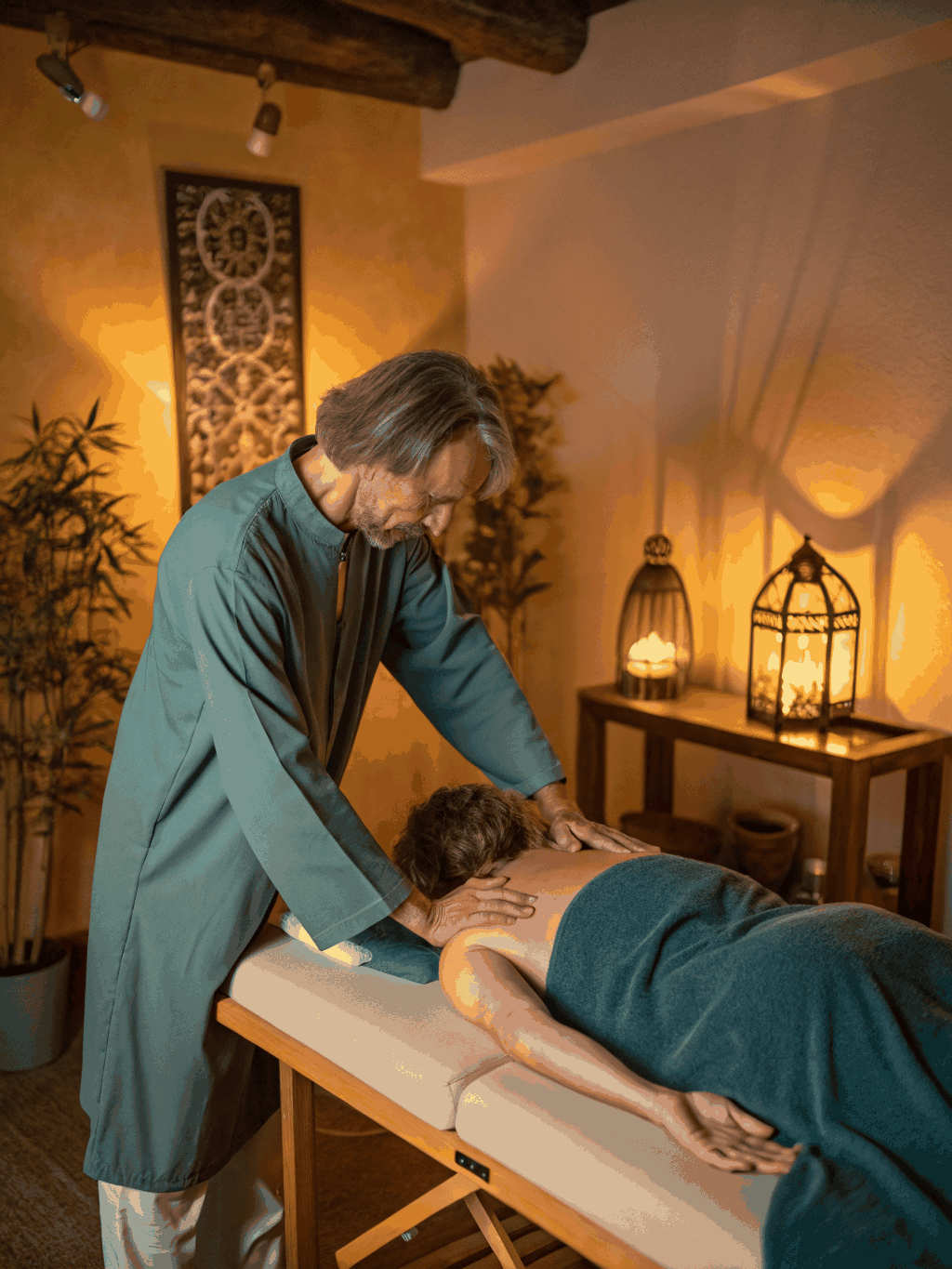 Instructor demonstrating proper hand placement on a student