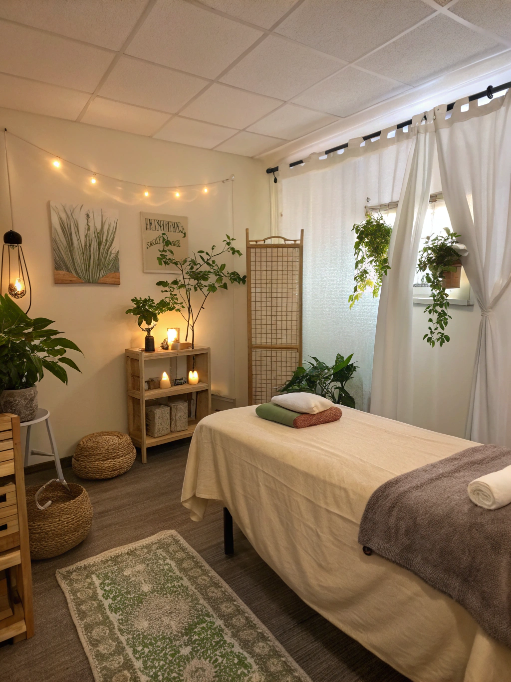 A calm, professional massage studio setting